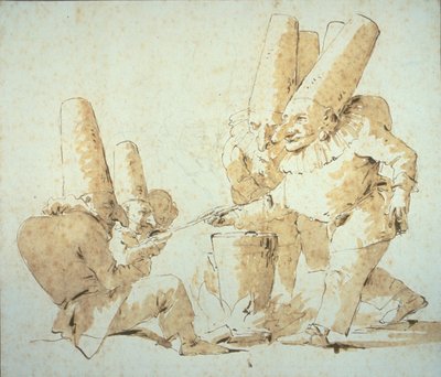 Gli gnocchi di Pulcinella in cucina e in degustazione (Repast di Pulcinella) da Giovanni Battista Tiepolo
