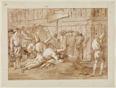 Punchinello fuori da un circo, c.1800 da Giovanni Battista Tiepolo