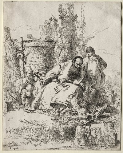 Scherzi di Fantasia: mago seduto, ragazzo e quattro figure da Giovanni Battista Tiepolo