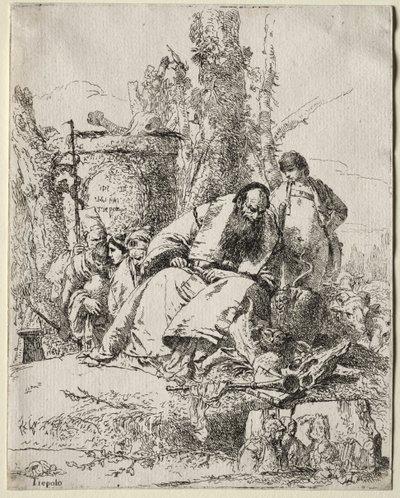 Scherzi: mago seduto, ragazzo e quattro figure, 1735-40 da Giovanni Battista Tiepolo