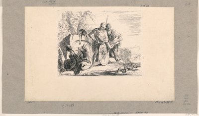 Donna seduta, giovane soldato e mago, dai Vari Capricci da Giovanni Battista Tiepolo