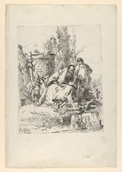 Mago seduto, ragazzo e quattro figure dagli Scherzi di Fantasia da Giovanni Battista Tiepolo