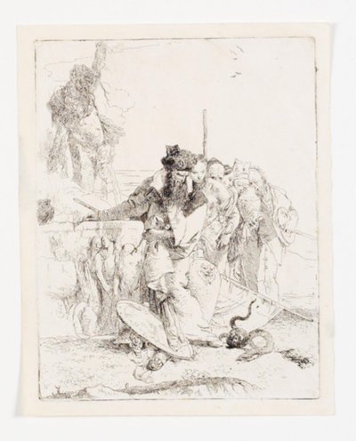 Sei persone che osservano un serpente. Foglio dalla serie Scherzi di fantasia. (Rizzi 15; De Vesme 24) da Giovanni Battista Tiepolo
