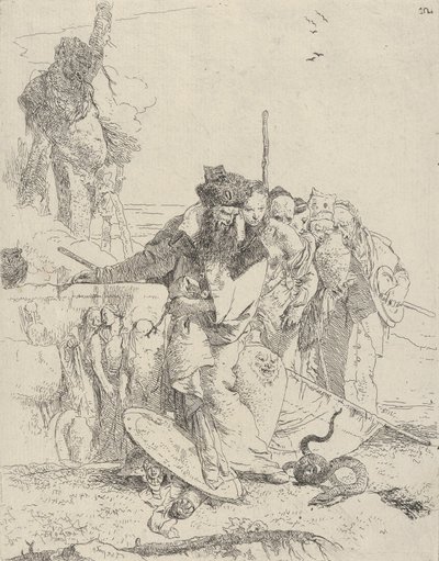 Sei persone che guardano un serpente, dagli Scherzi, ca. 1743-50 da Giovanni Battista Tiepolo
