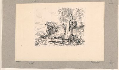 Mago in piedi, soldato seduto e un uomo, dai Vari Capricci da Giovanni Battista Tiepolo