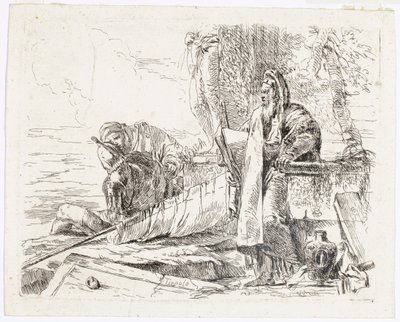 Filosofo in piedi con un grande libro, da Vari Capricci da Giovanni Battista Tiepolo