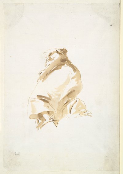 Figura femminile in piedi vista da dietro e dal basso da Giovanni Battista Tiepolo