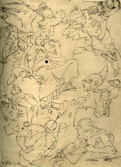 Studi per una Madonna con bambino e angeli, metà XVIII secolo, 1928 da Giovanni Battista Tiepolo