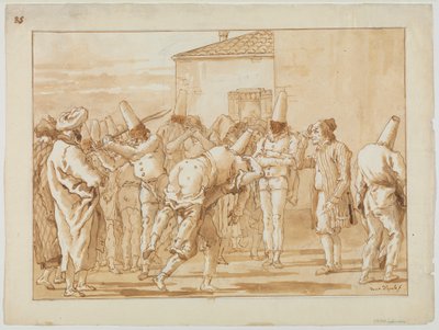 La fustigazione di Punchinello, c.1800 da Giovanni Battista Tiepolo