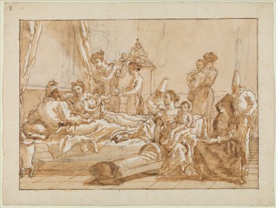 Il piccolo Punchinello a letto con i suoi genitori, c.1800 da Giovanni Battista Tiepolo