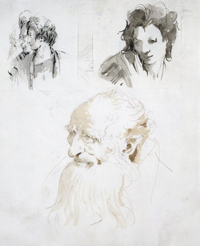 Tre studi di teste da Giovanni Battista Tiepolo