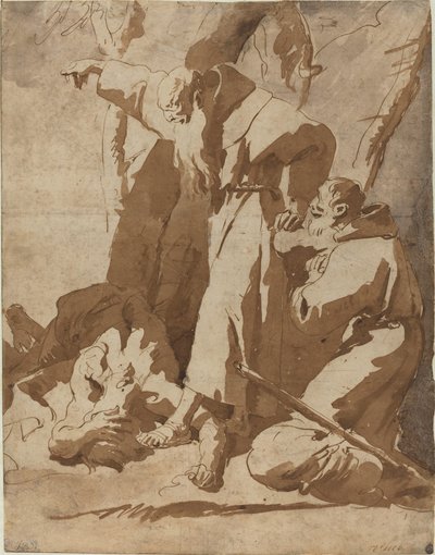 Due monaci con un uomo prostrato da Giovanni Battista Tiepolo