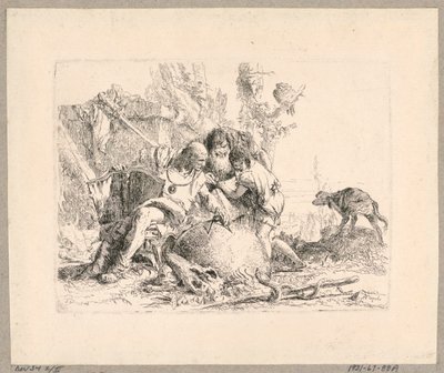Due filosofi e un ragazzo, tavola 22 dagli Scherzi di Fantasia da Giovanni Battista Tiepolo