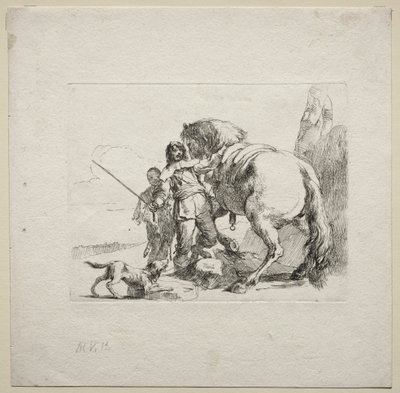 Varie capricci: Il cavaliere che monta a cavallo da Giovanni Battista Tiepolo