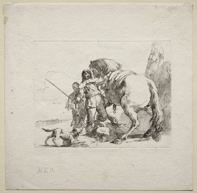 Vari Capricci: Il Cavaliere che Monta il suo Cavallo, 1785 da Giovanni Battista Tiepolo