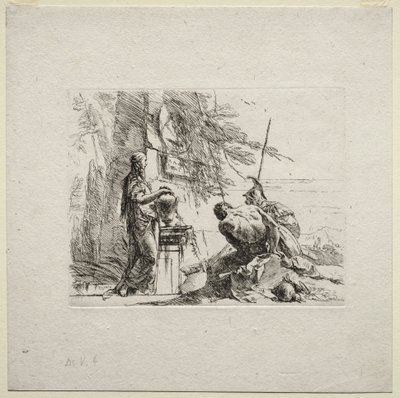 Vari capricci: La donna in piedi con le mani su un vaso da Giovanni Battista Tiepolo