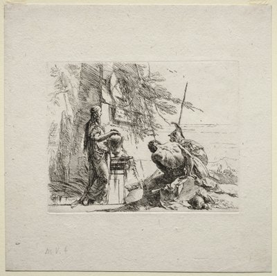 Vari capricci: La donna in piedi con le mani su un vaso da Giovanni Battista Tiepolo
