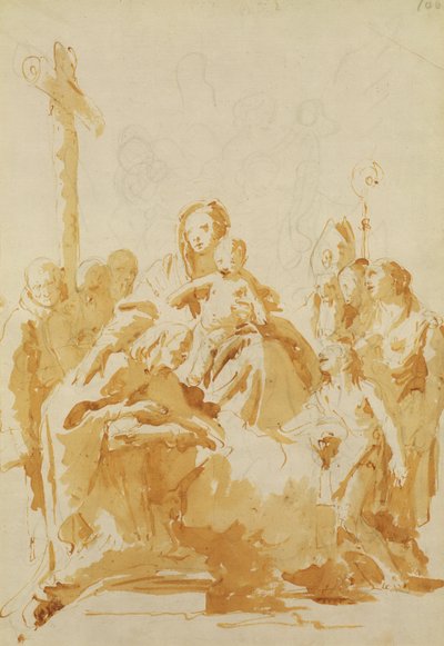 Vergine e Bambino adorati da vescovi, monaci e donne, 1735-40 da Giovanni Battista Tiepolo