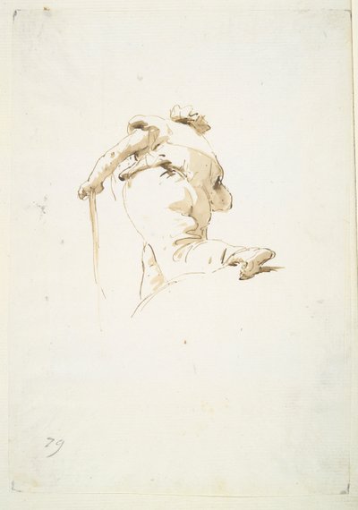 Figura maschile che cammina vista obliquamente dal basso da Giovanni Battista Tiepolo