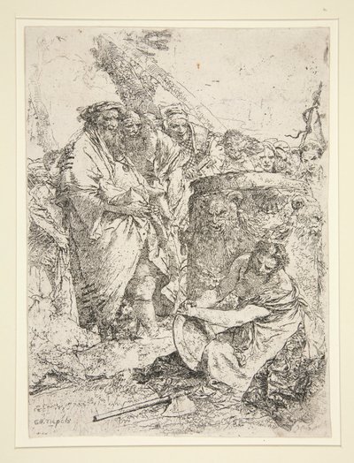 Donna inginocchiata e che tiene un piatto, dalla serie Scherzi da Giovanni Battista Tiepolo