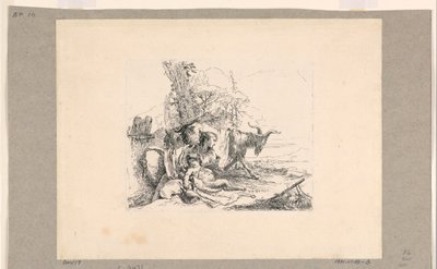 Donna con un satiro infante, dai Vari Capricci da Giovanni Battista Tiepolo