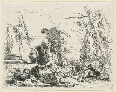 Donne e uomini che osservano un rogo di ossa da Giovanni Battista Tiepolo