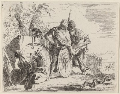 Giovane soldato con filosofo e donna seduta da Giovanni Battista Tiepolo