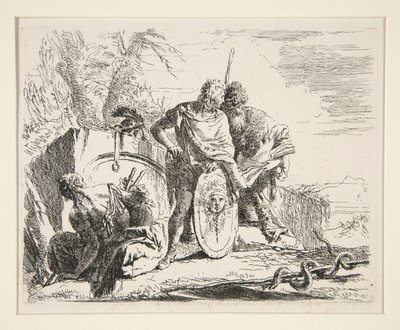 Giovane soldato con filosofo e donna seduta, dalla serie Vari Capricci da Giovanni Battista Tiepolo