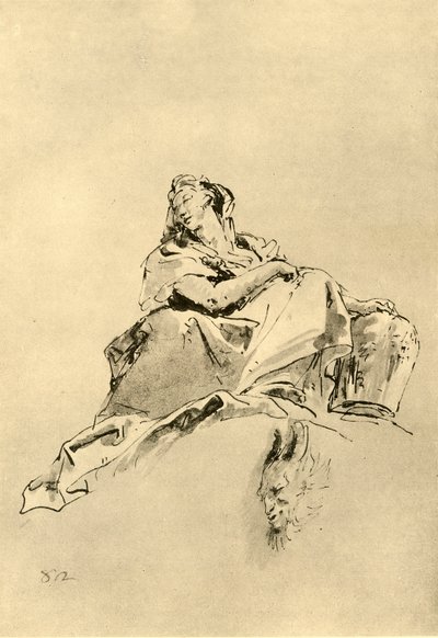 Giovane donna seduta, con una brocca al suo fianco, metà del XVIII secolo, 1928 da Giovanni Battista Tiepolo