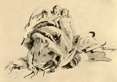 Giovane donna con ragazzo, dio del fiume e satiro da Giovanni Battista Tiepolo