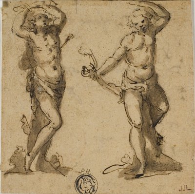 Due schizzi di San Sebastiano da Giovanni Battista Trotti