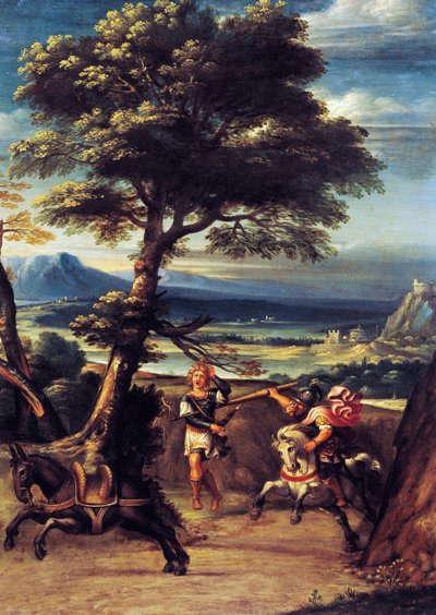 Paesaggio con Assalonne ferito dalla lancia di Joab di Giovanni Battista Viola da Giovanni Battista Viola