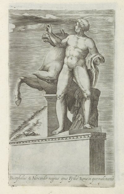 Scultura di uno dei Dioscuri sul Quirinale a Roma da Giovanni Battista de