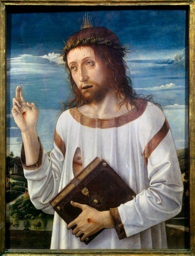 Cristo benedicente. Dipinto di Giovanni Bellini detto il Giambellino (1430-1516) 1460. Museo del Louvre, Parigi da Giovanni Bellini