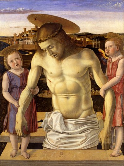 Italiano:  Cristo morto sorretto da due angeli Cristo morto sorretto da due angeli da Giovanni Bellini