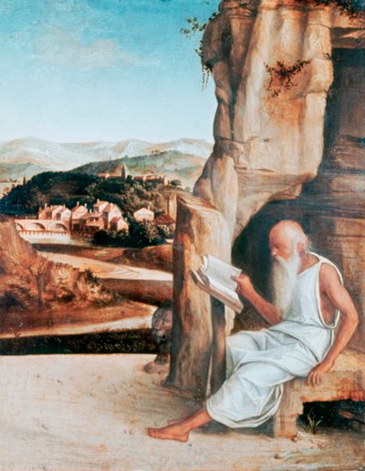 San Girolamo che legge in un paesaggio da Giovanni Bellini