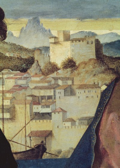 Vergine e bambino tra San Giovanni Battista e una santa, (dettaglio) da Giovanni Bellini