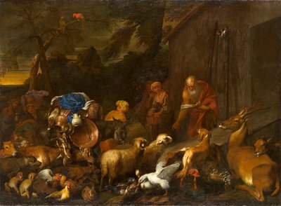 Noè e gli animali che entrano nell