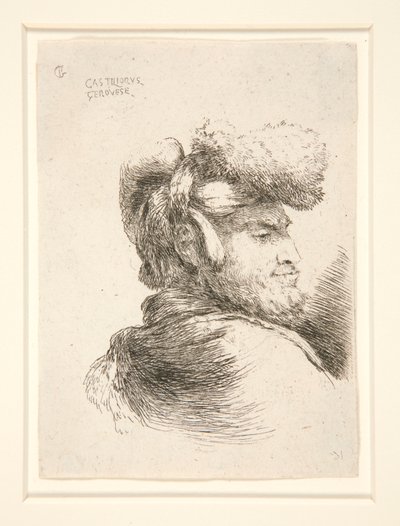 Un uomo di profilo, rivolto a destra, dalla serie Les petites tetes d da Giovanni Benedetto Castiglione