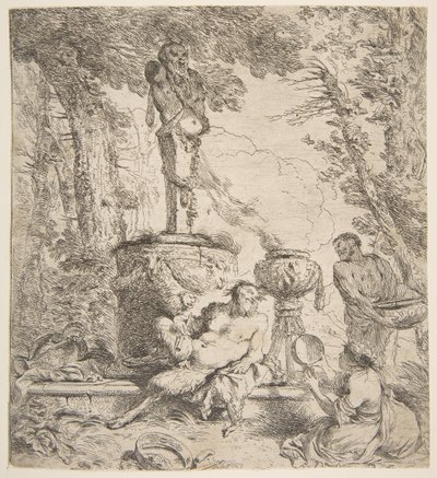 Baccanale davanti a un altare agli dei, ca. 1645 da Giovanni Benedetto Castiglione