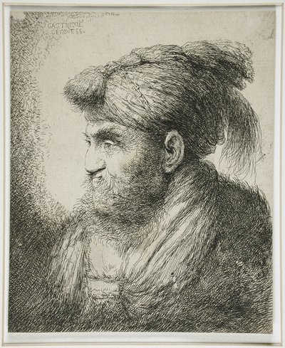 Uomo barbuto con turbante da Giovanni Benedetto Castiglione