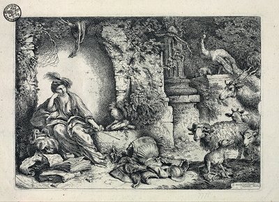 Circe trasforma i compagni di Ulisse in animali da Giovanni Benedetto Castiglione