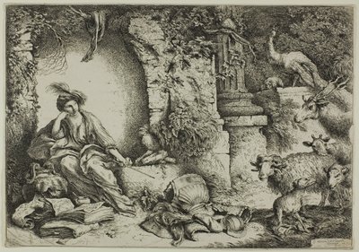 Circe con i compagni di Ulisse trasformati in animali da Giovanni Benedetto Castiglione