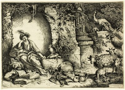 Circe con i compagni di Ulisse trasformati in animali da Giovanni Benedetto Castiglione