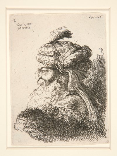 Figura rivolta a sinistra, dalla serie Piccoli studi di teste da Giovanni Benedetto Castiglione