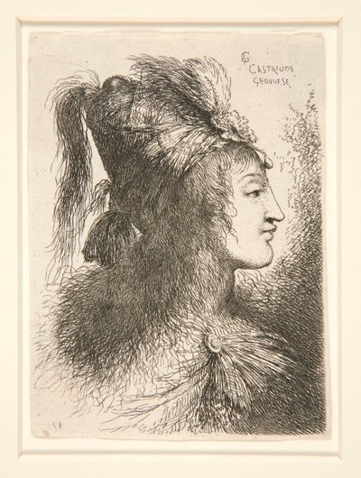 Figura rivolta a destra, dalla serie Piccoli studi di teste da Giovanni Benedetto Castiglione