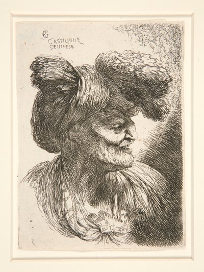 Figura rivolta a destra, dalla serie Piccoli studi di teste da Giovanni Benedetto Castiglione