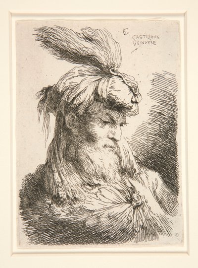 Figura rivolta a destra, dalla serie Piccoli studi di teste da Giovanni Benedetto Castiglione