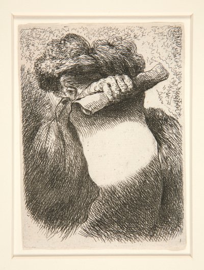 Figura che tiene un grande banderole, dalla serie Piccoli studi di teste da Giovanni Benedetto Castiglione