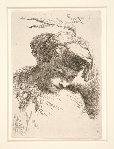 Figura con la testa appoggiata sulla spalla, dalla serie Piccoli studi di teste da Giovanni Benedetto Castiglione